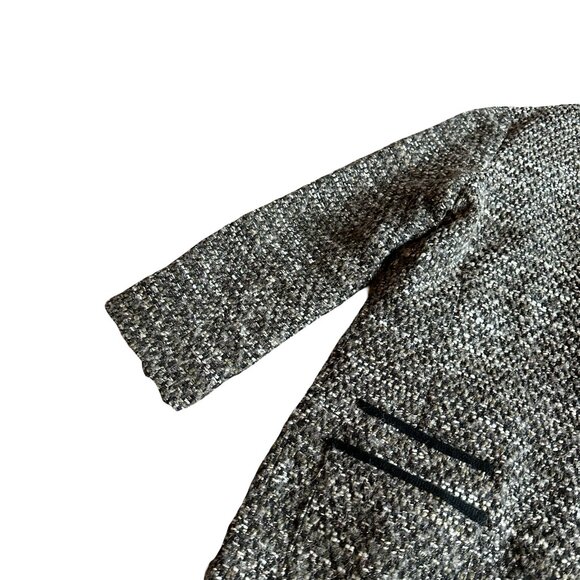 Gerard Darel Long-Length Tweed Coat Jacket Black Suede Trim Size 40 8 Women's - Picture 3 of 11